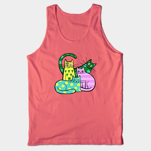 Patterned cats Tank Top by ewdondoxja